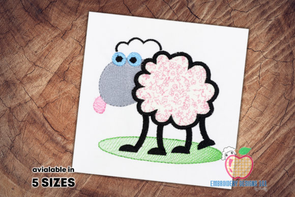 A Funky Sheep Embroidery Design for Boutique Apparel