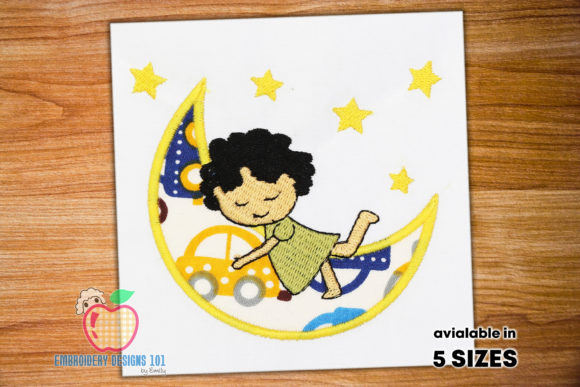 A Little Girl Sleeping on Moon Embroidery Design Review