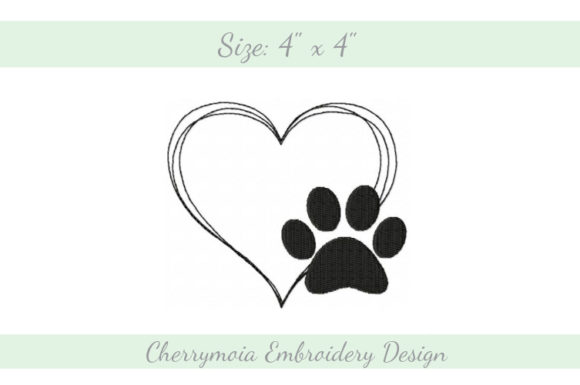 Paw Love Embroidery Design for Small Business Merch