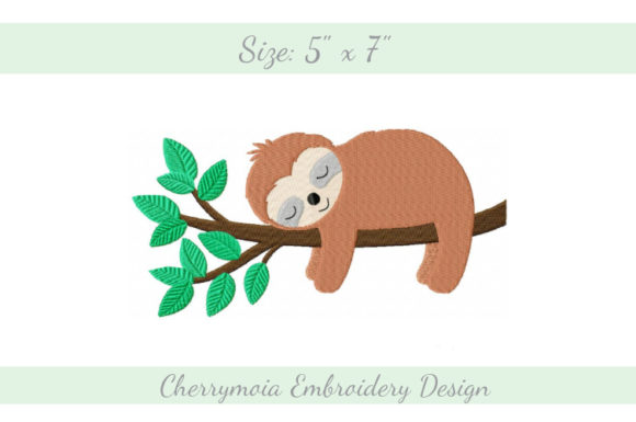 Sleeping Sloth Embroidery Design for Cozy Holiday Creations